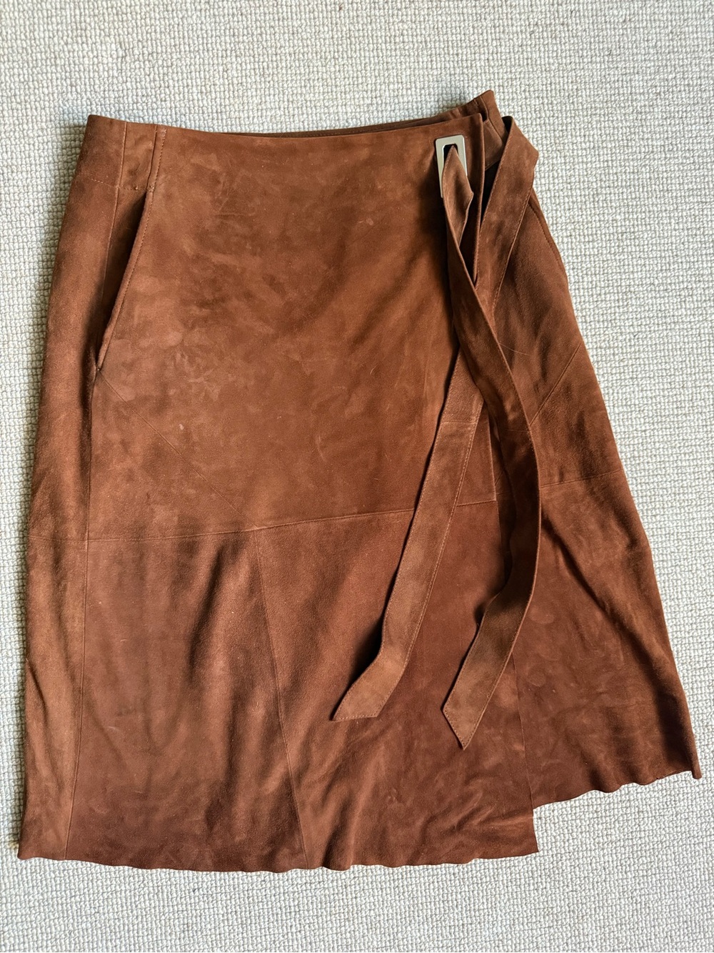 White House Black Market Brown Suede Wrap Skirt